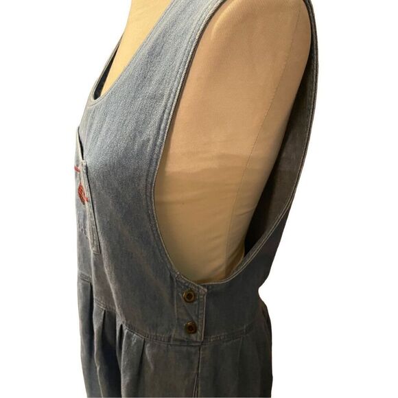 Bryn Connelly Women's Chambray Jumper Dress Holiday Embroidery Denim Vintage 80’ - Picture 7 of 11